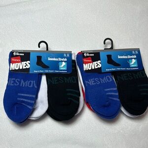 NWT Boys’ Hanes Ultimate Moves (2) 6 Pairs-Total 12 Pairs Mid Crew Multi-Color